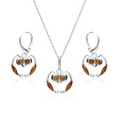 Set argint cercei si lantisor bufnita cu chihlimbar DiAmanti AMJ-068-AS